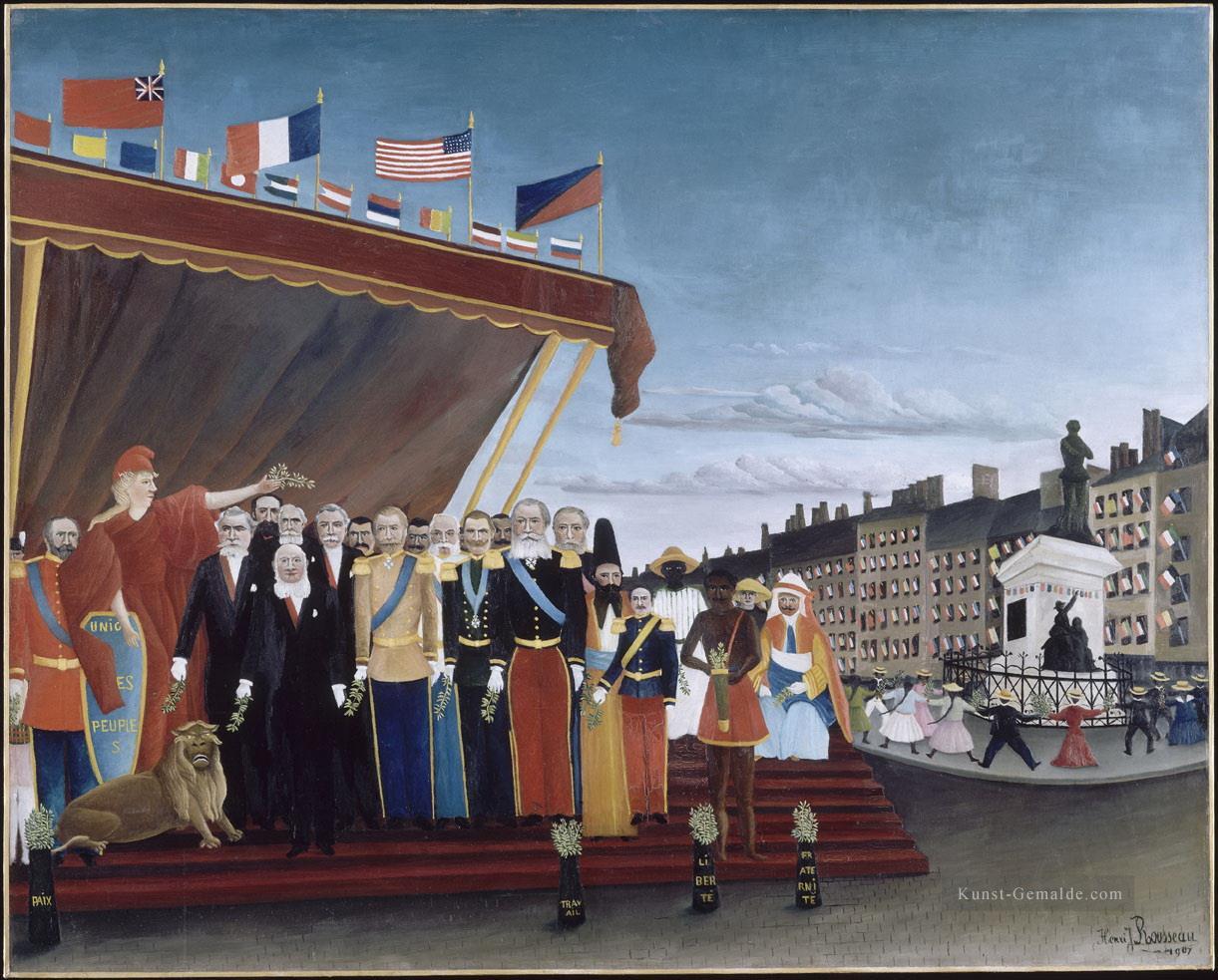 Die Vertreter ausländischer Mächte, die die Republik als Zeichen des Friedens 1907 1 Henri Rousseau Post Impressionismus Naiven Primitivismus begrüßen Ölgemälde